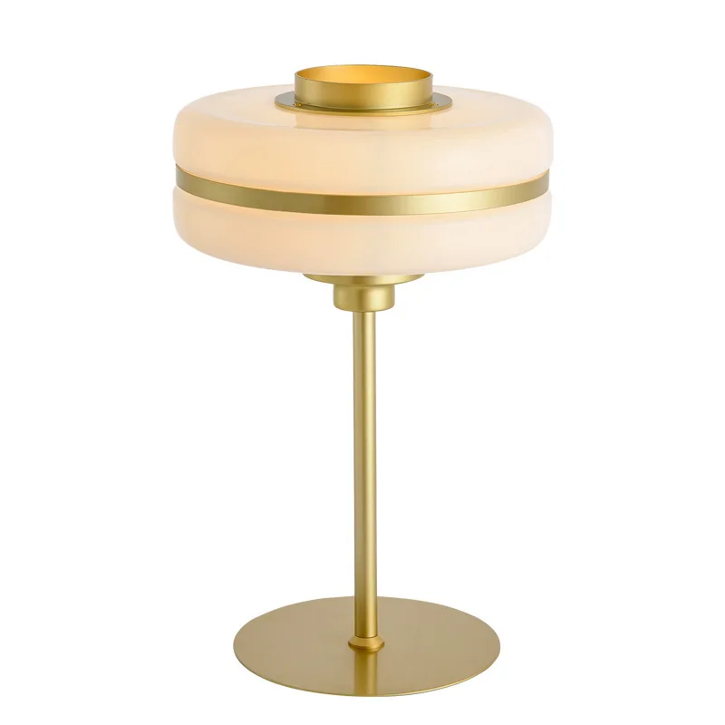 Nordic LED Golden Iron Rod Base with Round Frosted Glass Table Lamp Atmosphere Desk Light EU / US Standard Plug in Type