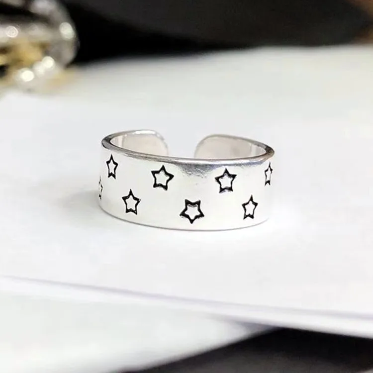 925 Sterling Silver Star Adjustable Wedding Rings For Women Engagement Luxury Jewelry Accessories Jewellery Argent 925