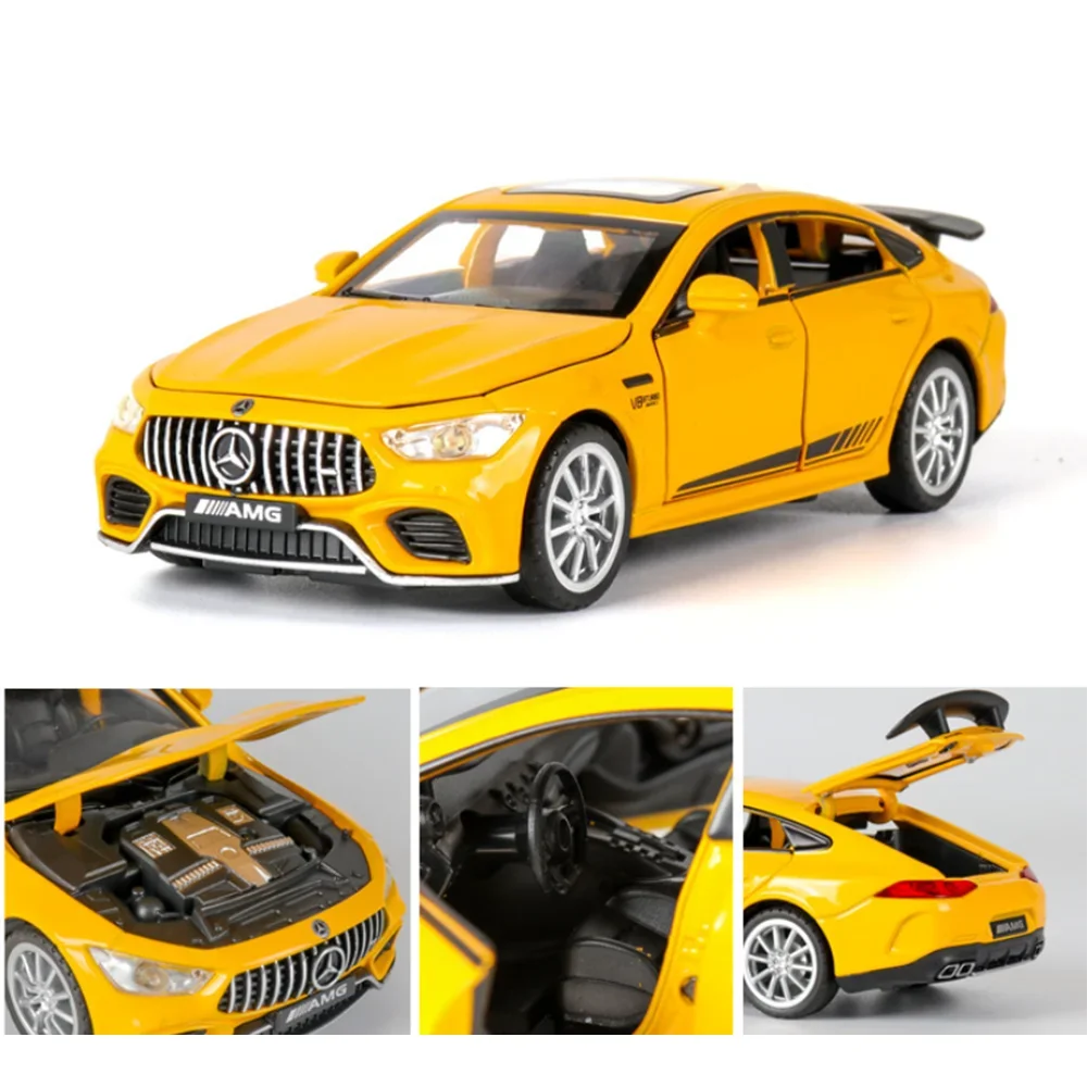 1:32 mercedes-benz gt63 v8 liga diecast simulação modelo de carro brinquedo corpo metal som luz puxar para trás veículo para meninos coleção