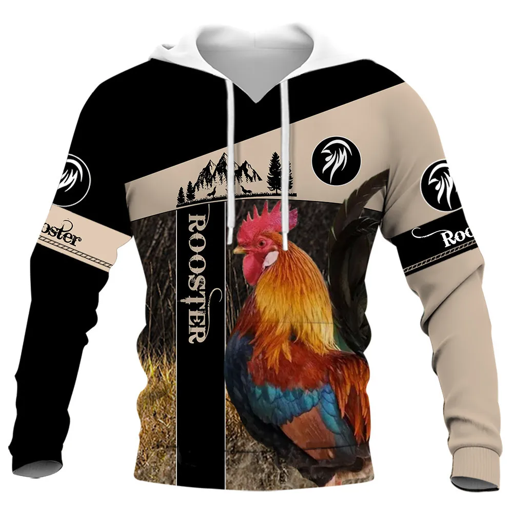 yk2 Rooster Lovers Hoodies 3D Graphic Animals Chick Splicing Hoodie Fashion Man Hip Hop Pullover Tops Harajuku Sportswear