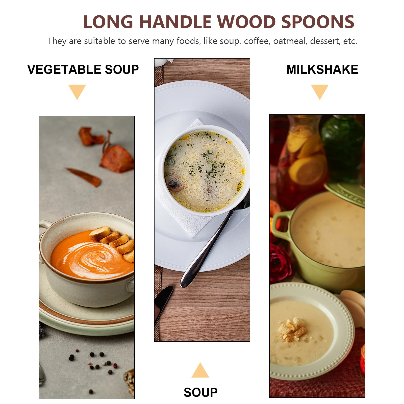 

6Pcs Nanmu Wooden Spoons Natural Wood Heat Insulated Smooth Polished Kitchen Seasoning Soup Rice Dessert Spoons Comfortable