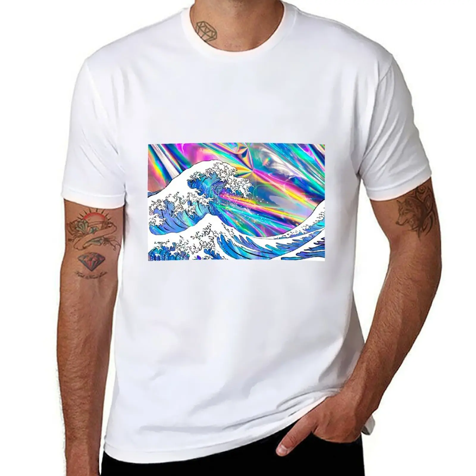

Great Wave Holographic T-Shirt men t shirt cotton 100% cotton t shirts man 100% T-Shirt