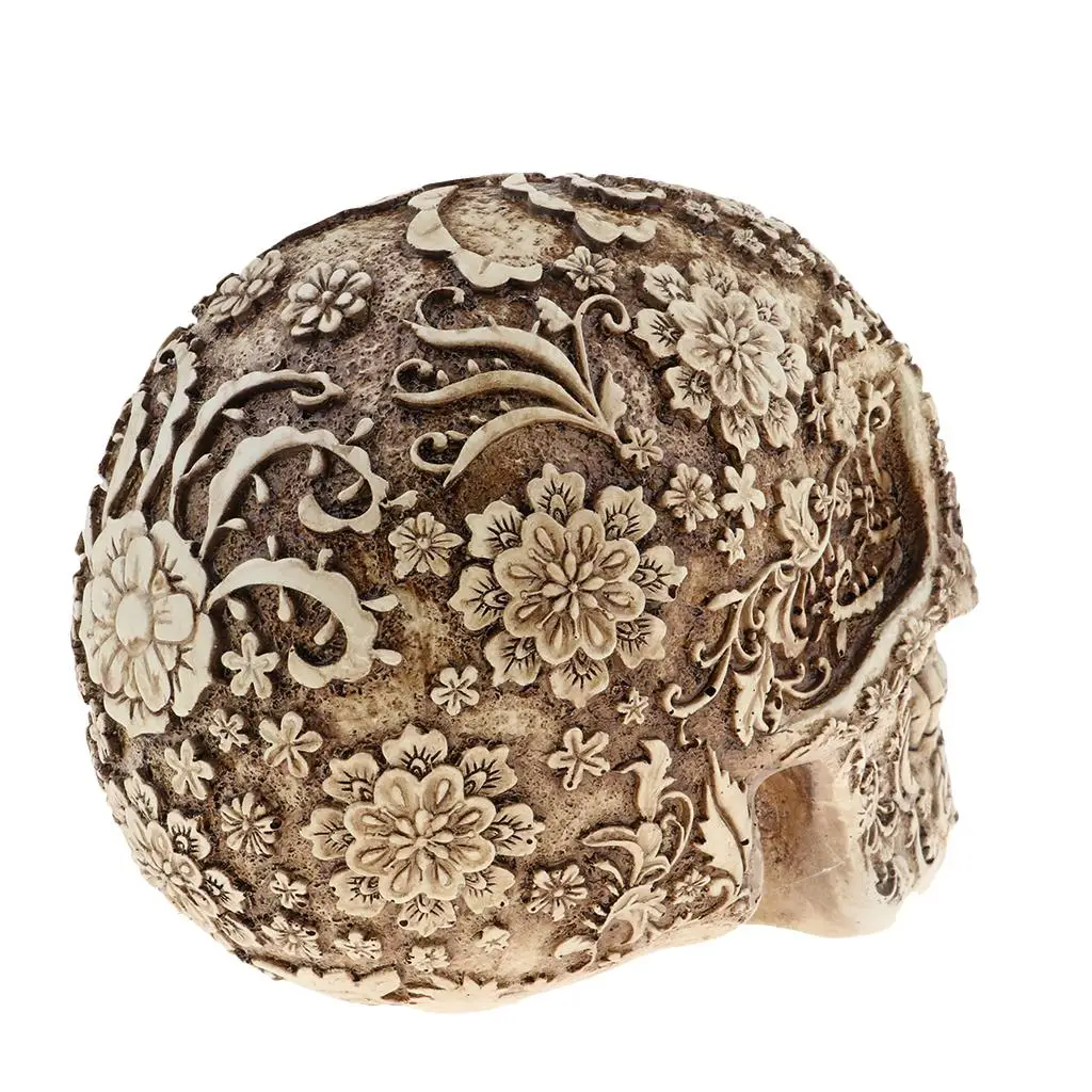 Carving Statue Crafts Resin Skull Head Sculpture Halloween Skeleton Home Decor Skull Decoration for Events Appreciation