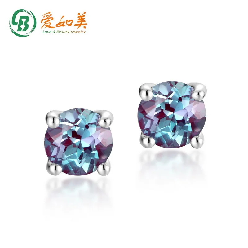 

New Versatile Alexandrite Earrings Popular in Europe and America, 18K Gold PT950 Platinum Silver Plated 7-layer Gold Earrings