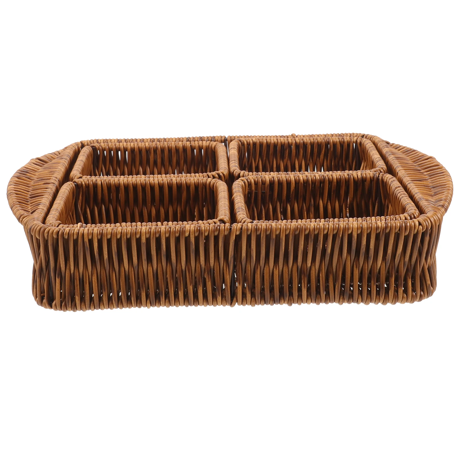 

1 set Woven Storage Basket Set Rustic Snack Dried Fruit Food Organizer Home Living Room Decorative Compartment Basket