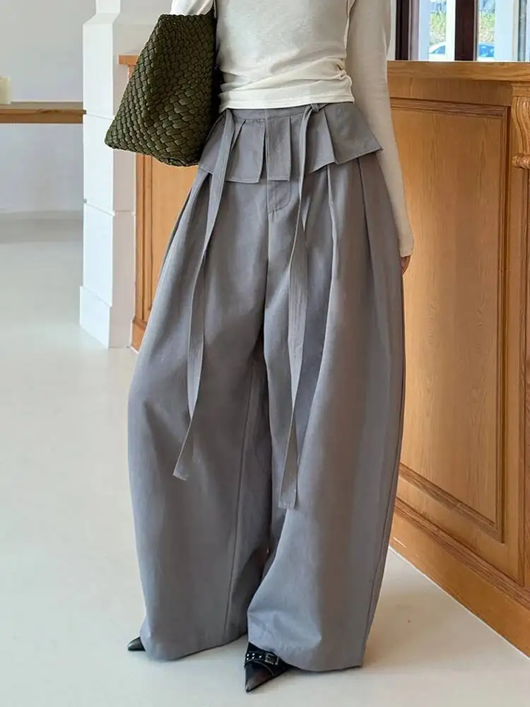 

Waist Camel Black High Ruffles Spliced Long Wide Leg Pants New Trousers Women Fashion Spring Autumn 2026 1D36E