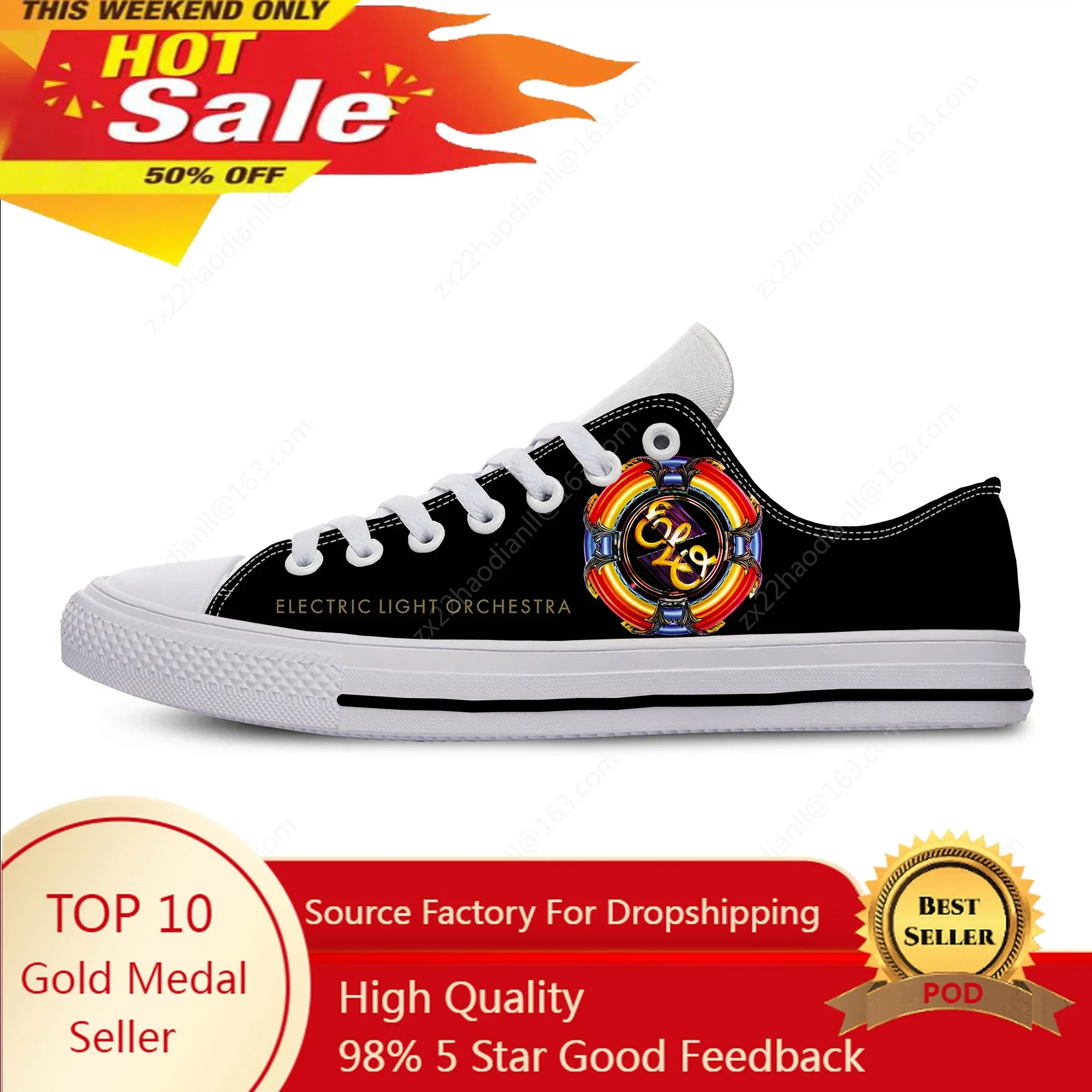 ELO Low Top Sneakers Mens Womens Teenager Electric Light Orchestra Casual Shoes Canvas Running Shoes 3D Print Lightweight Shoe