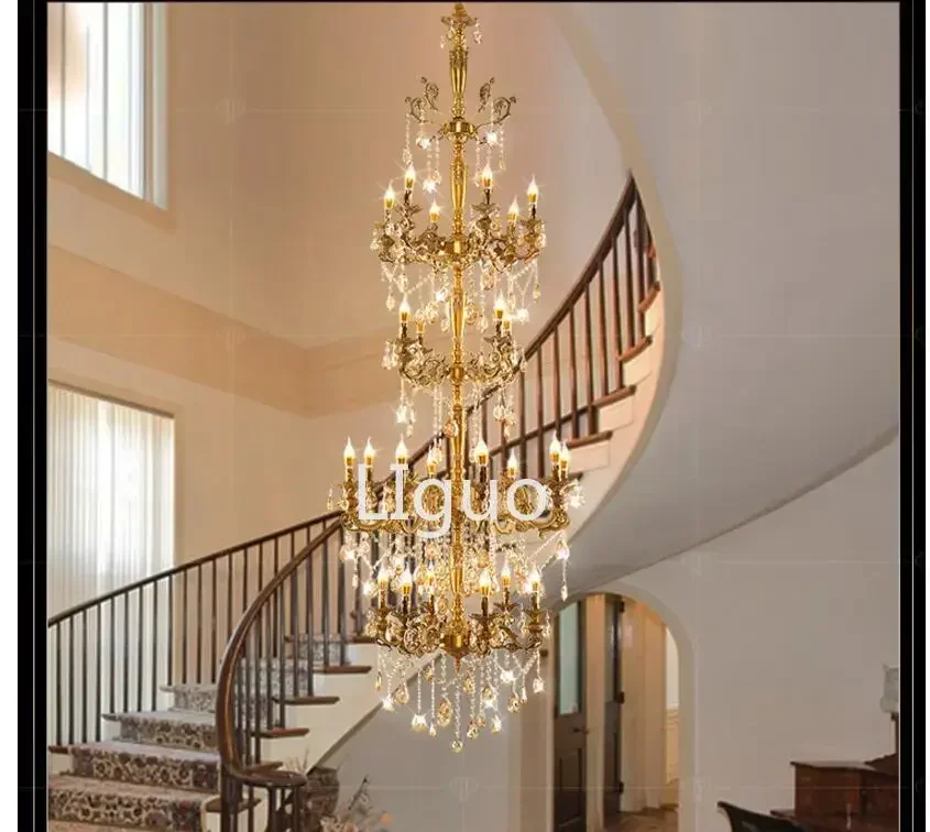 

Brass Alloy Luxurious European D80cm H235cm Chandelier Modern Crystal Chandelier / Light / Lighting Fixture AC 100% Guaranteed