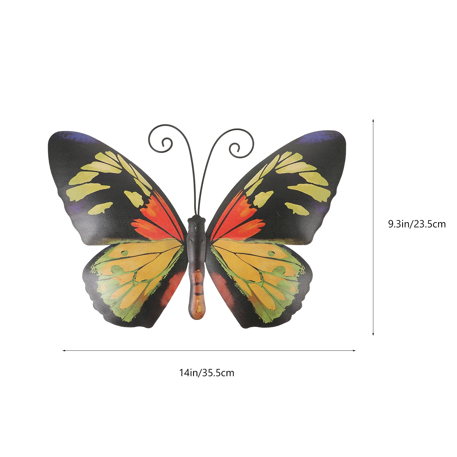 فراشة معدنية جدار الفن ديكور حديد متين في الهواء الطلق معلقة النحت حديقة الديكور مشرق ملون فراشة كبيرة #2