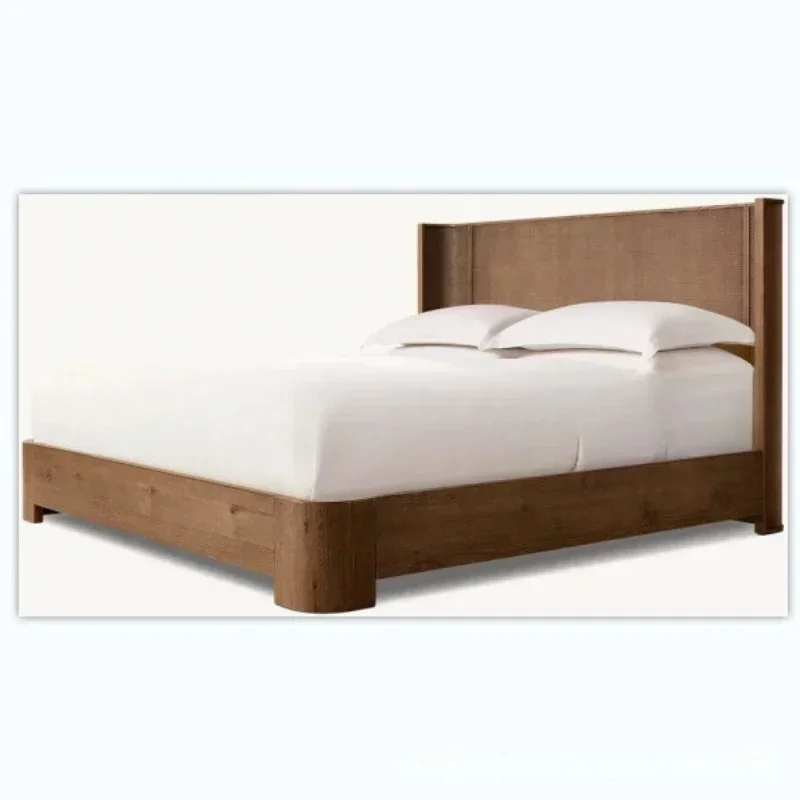 American solid wood high-end luxury design utility villa room bedroom walnut queen bed