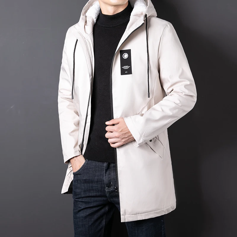 2024 Autumn New Classic Long Coat Men Winter Fleece Lined Trench Coat Men Korean Fashion Thick Warm Outwear Windbreaker Jacket