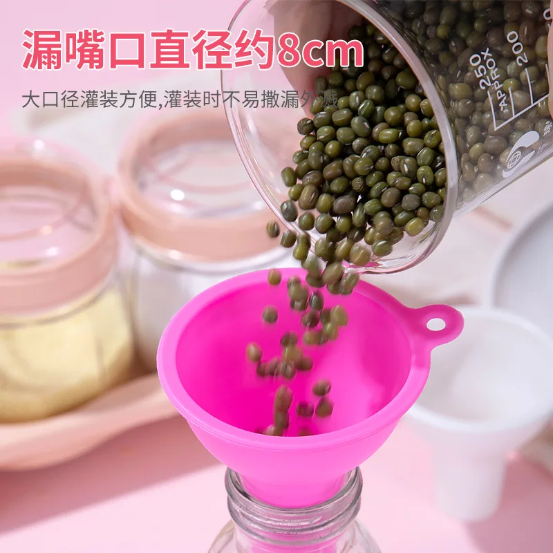 Silicone wide-mouth funnel milk powder bean funnel large-caliber multi-function wine leak oil leak kitchen accessories