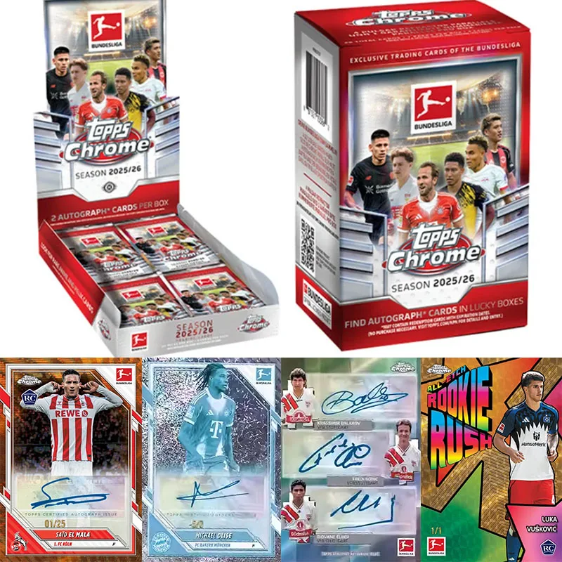 

Оригинальный стартовый набор Topps Match Attax EXTRA Лиги чемпионов 2024/2025, лимитированная серия, коллекционная карточка футболиста с автографом