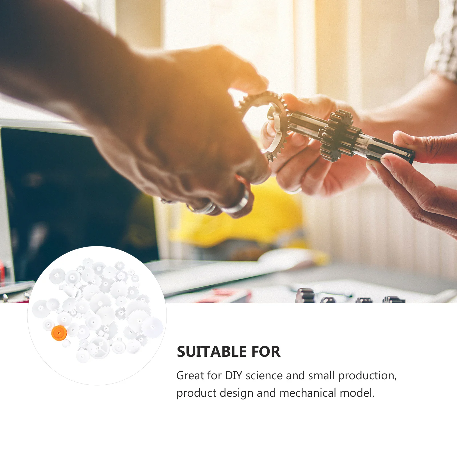 مجموعة متنوعة من 64 قطعة من التروس البلاستيكية، مجموعة احترافية للعلوم والمشاريع الصغيرة، تشمل بكرات تروس مفردة ومزدوجة وقطع حزام