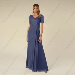 Strapless Mother of Bride Dresses for Women Short Sleeve Wedding Party Dresses  with Pleat 2024 Summer New Robe De Soirée Zipper