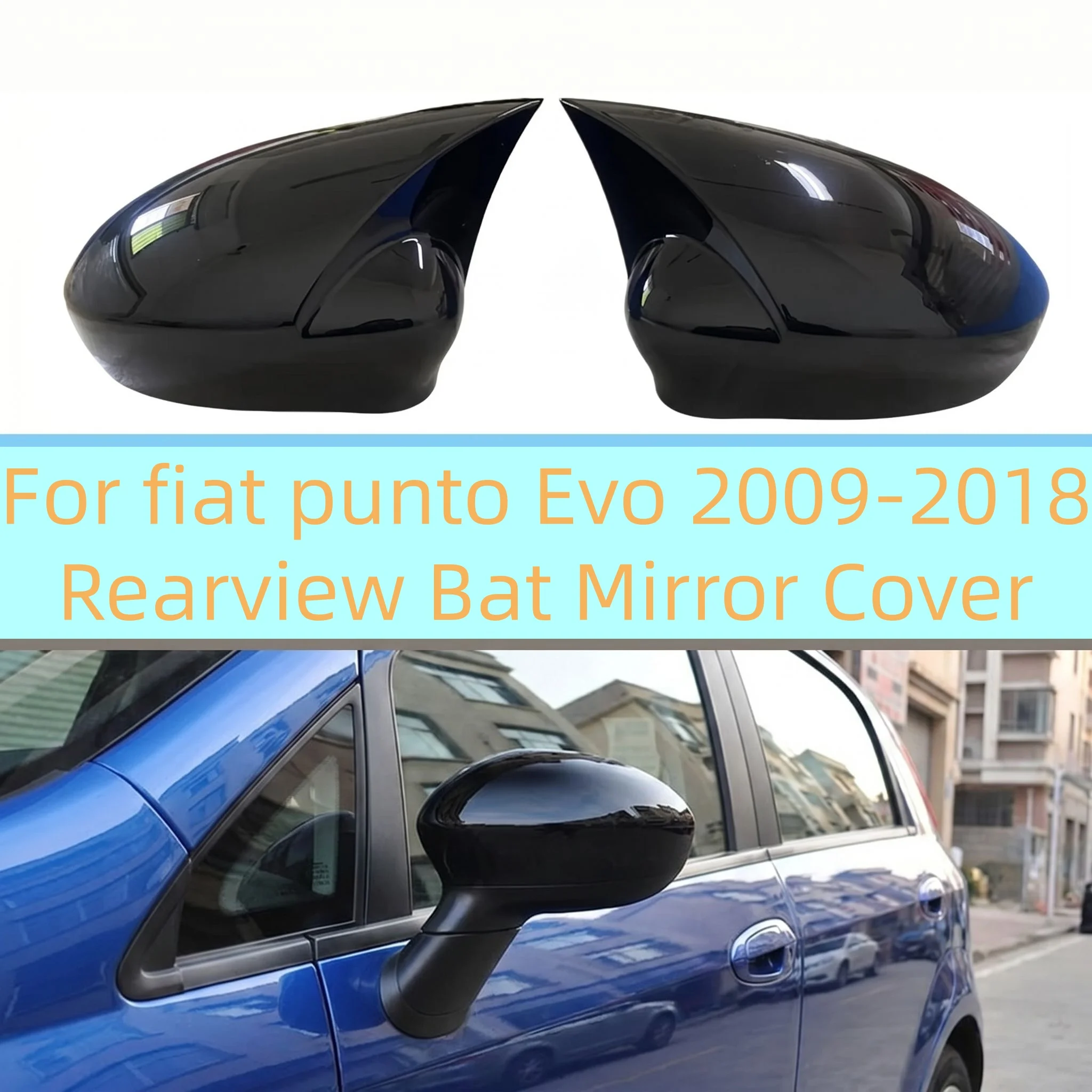 Paar Seitenspiegelabdeckungen für Fiat Punto Evo 2009-2018, Rückspiegelabdeckung, Gehäuseverkleidung, Anbauteil