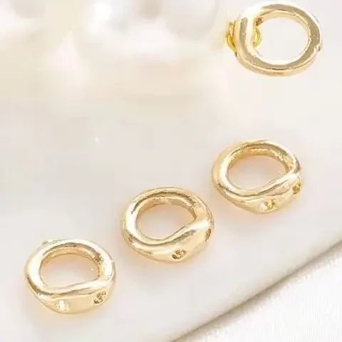 14K vergulde geperforeerde sluiting lus DIY parel armband ketting string connector dubbel gat sieraden maken accessoire