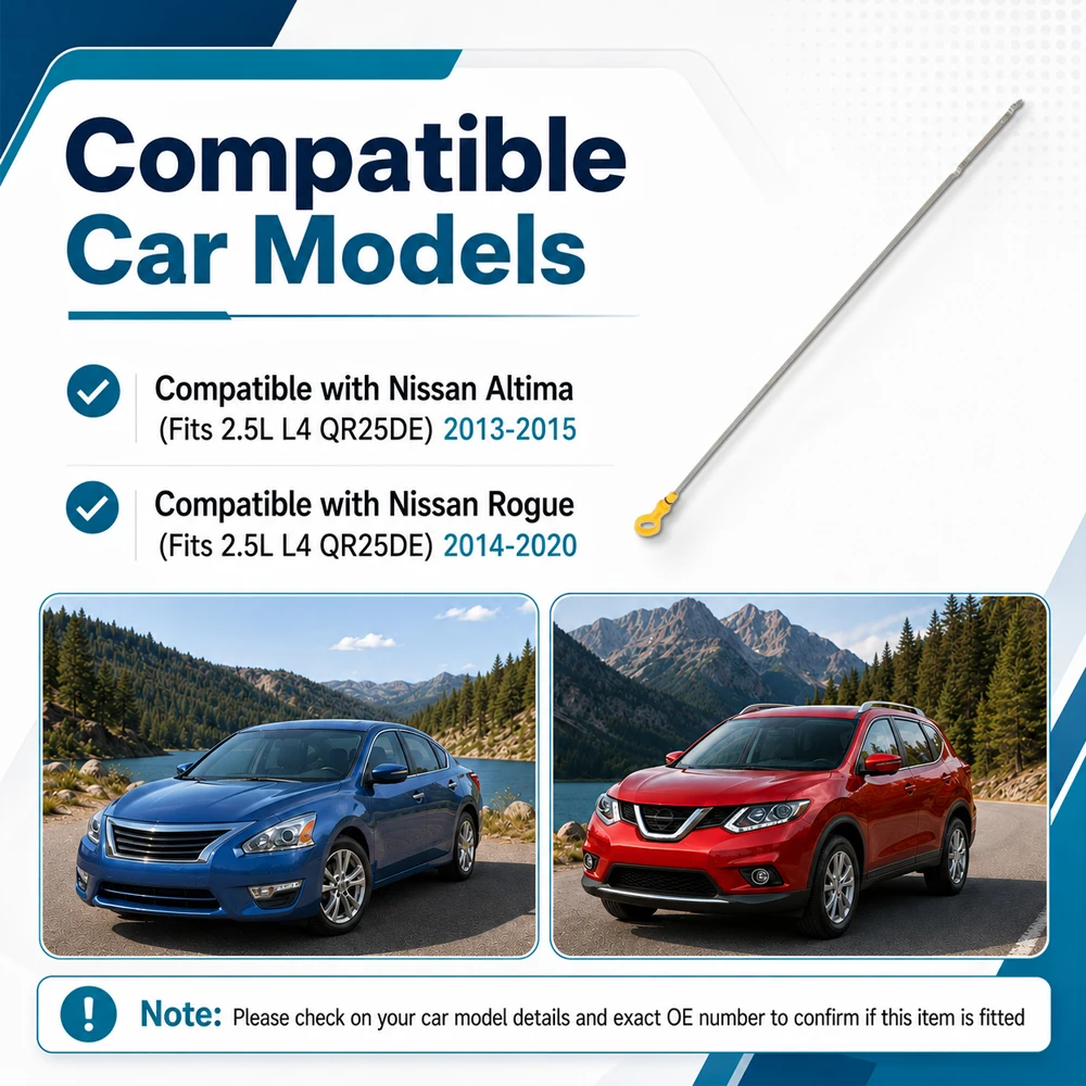 1pc Stainless Steel Engine Oil Level Dipstick 60 cm / 23.62 in 111403TA0A, 11140-3TA0A For Nissan Altima Rogue 2.5L L4 QR25DE