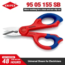 KNIPEX Electrician Shears 95 05 155 SB 6-inch Universal Scissors with Micro-toothing for a Clean and Non-slip Cut