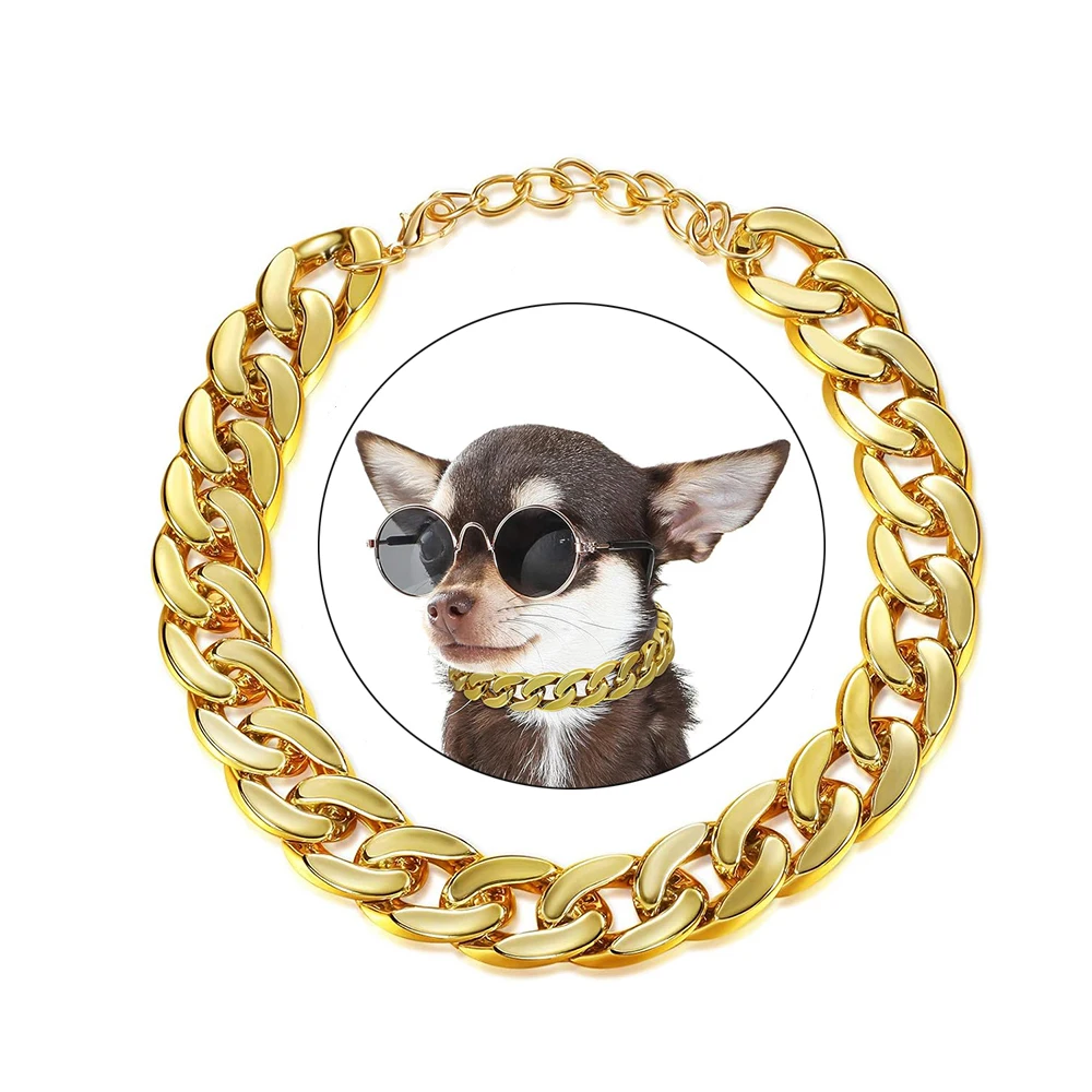 Pet Jewelry Necklace ABS Plastic Stylish Gold Dog Chain Collar For Small Medium Large Dogs Husky Pitbull Bulldog Pet Accessories