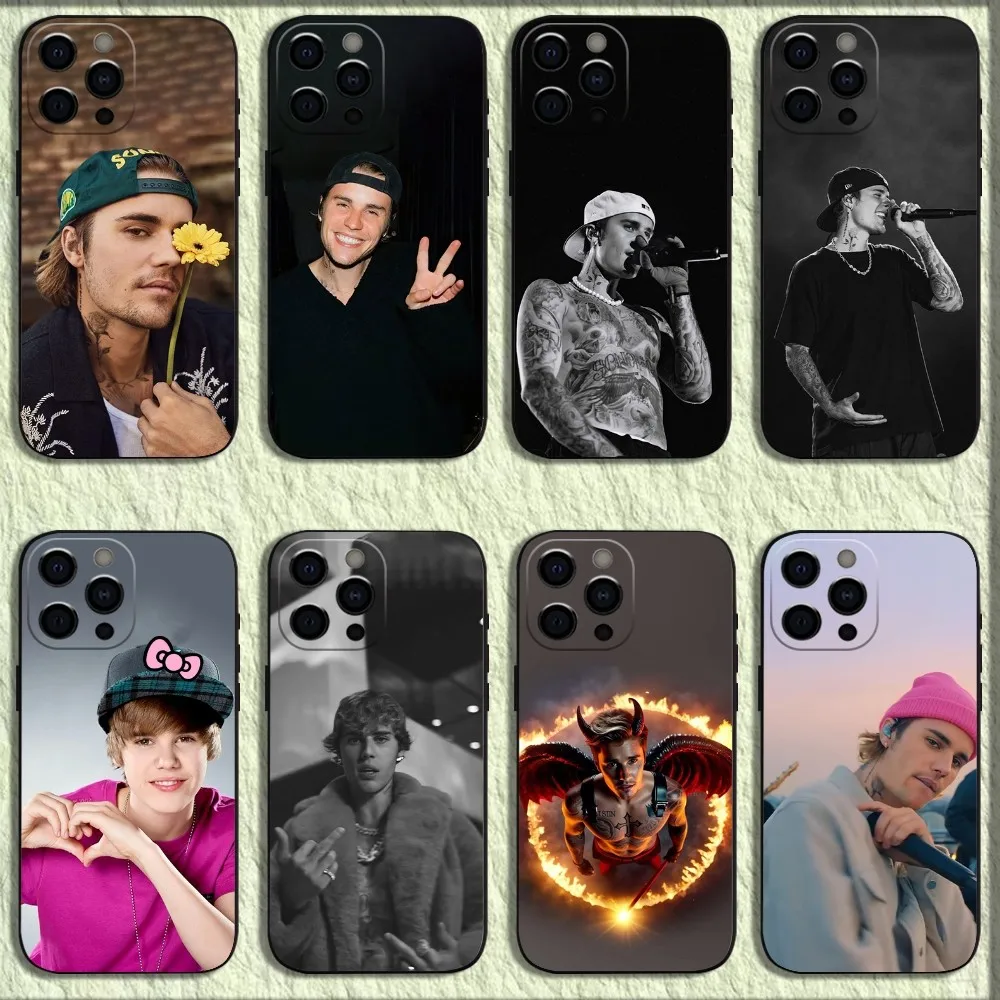 

J-Justin Singer B-Bieber Phone Case For iPhone 16,15,14,13,12,11,Pro,X,XS,Max,XR,Plus,Mini Soft Black Cover