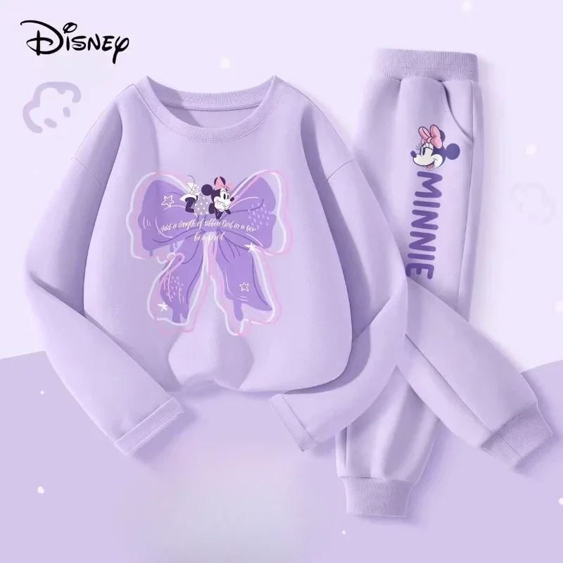 Autumn Baby Girl Boy Clothes Set Children Disney Minnie Printing  Sweatshirt Top and Pants Bottom Two Piece Suit Kid Tracksuit