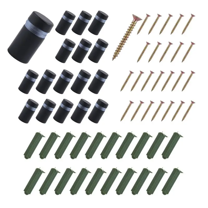A98E-24Pcs Standoff Screws, Wall Sign Standoff Mounting Hardware Advertising Glass Standoff Nail For Hanging, Black