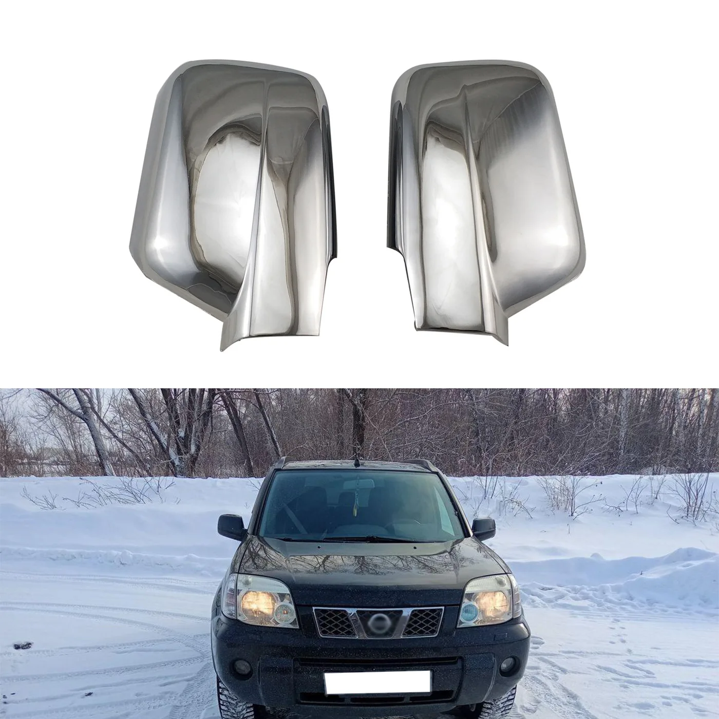 

Novel style 2PCS ABS Chrome plated FOR Nissan X-Trail 2000-2008 T30 XTrail door mirror covers Car modification