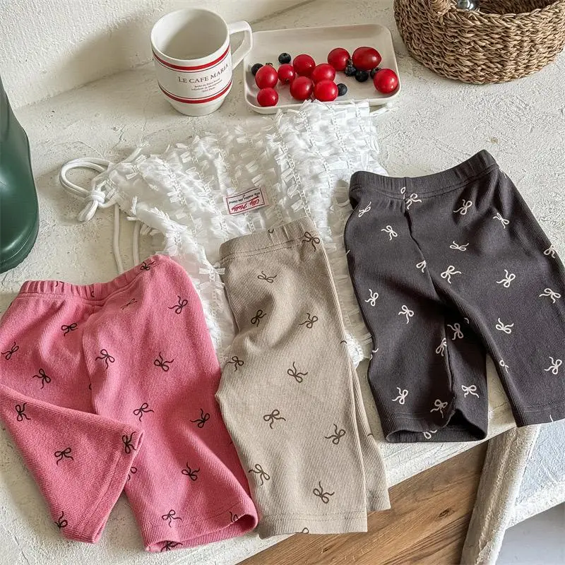 Summer New Children Cotton Leggings Girl Solid Elastic Shorts Toddler Versatile Middle Pants Kids Leggings Girls' Base Shorts