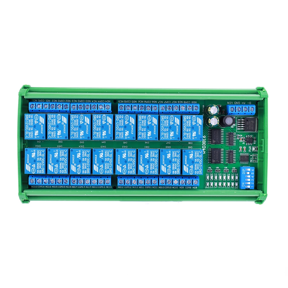 16 Channel Modbus RTU RS485 Relay Board RS485 Relay Module Switch Module for PLC PTZ Camera Motor LED