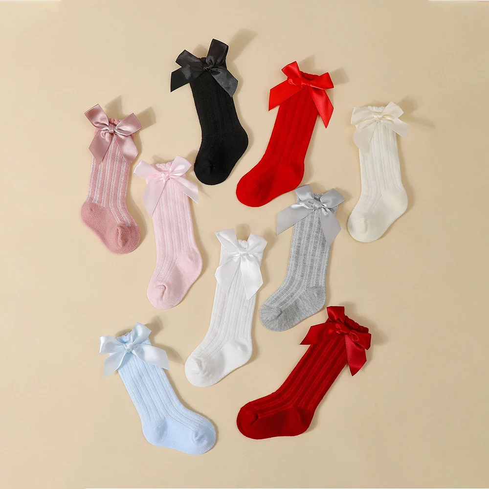 Newborn Socks Spring Summer Knit Stitch Butterfly Knee High Sock Ins Spanish Cotton Hosiery Princess Skirt Item Baby Girl Socks