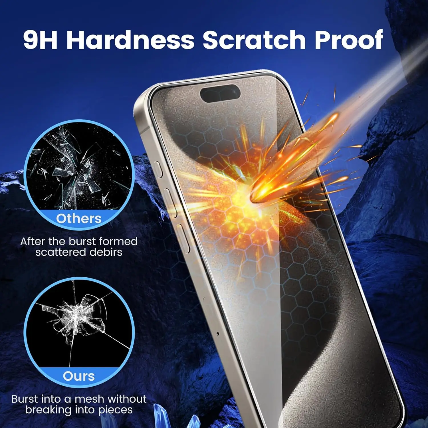 for iPhone 15 14 13 12 11 Pro Max Screen Protector, Tempered Glass Screen Protector Dynamic Island Compatible HD 9H Hardness