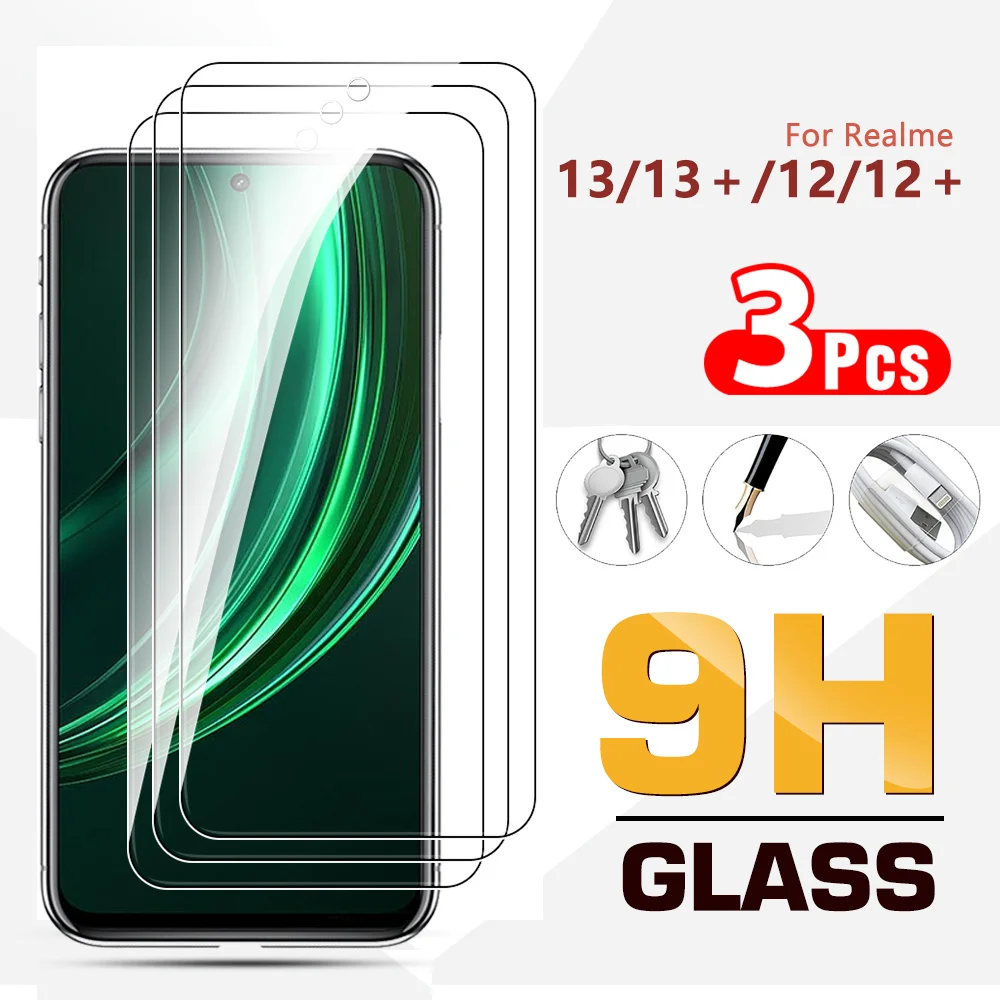 3pcs Screen protector For Realme 13 Plus Protective glass Realme13 13＋12 12 Plus 12Lite 11 10 10 Pro 5G 4G phone glass Realme13＋