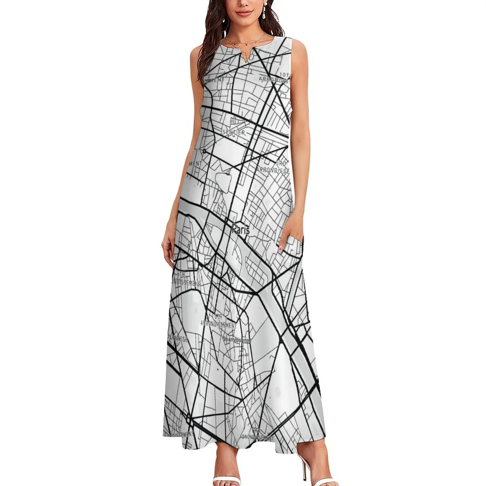 Paris, France Map (Theme 1) Long Dress women's clothing summer 2025 novelties elegant dresses for women clothes Dress