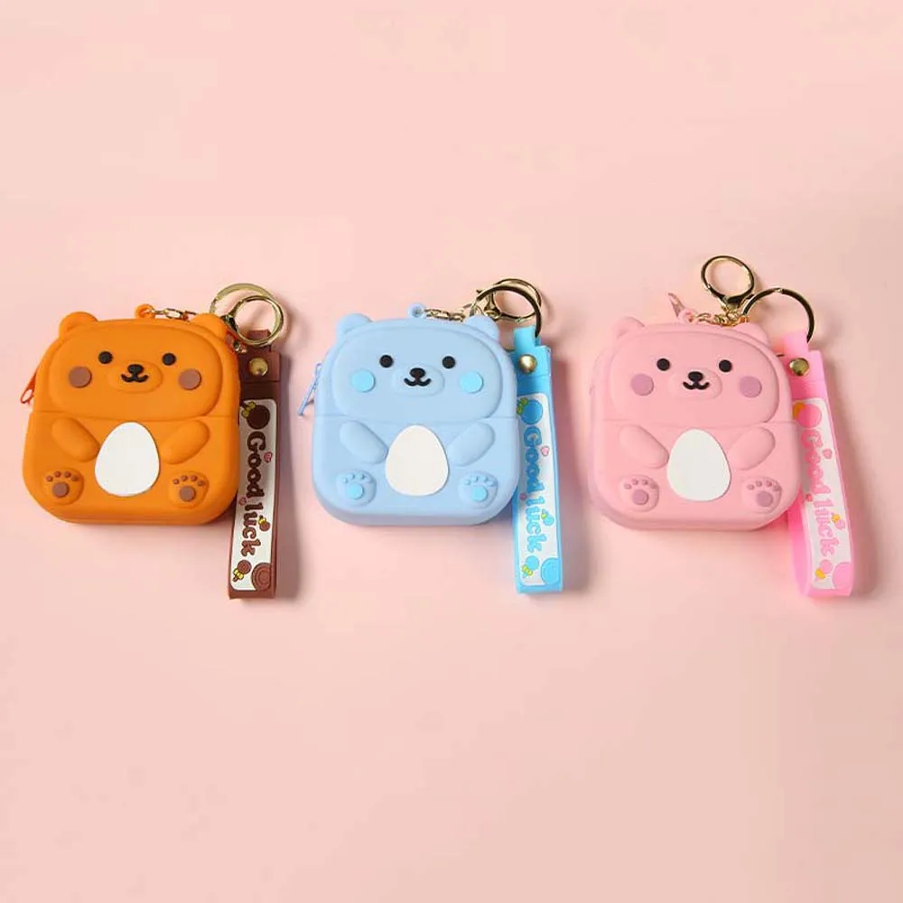 Bag Pendant Silicone Coin Purse Korean Style Lightweight Cartoon Silicone Keychain Animal Bear Silicone Cartoon Wallet Travel