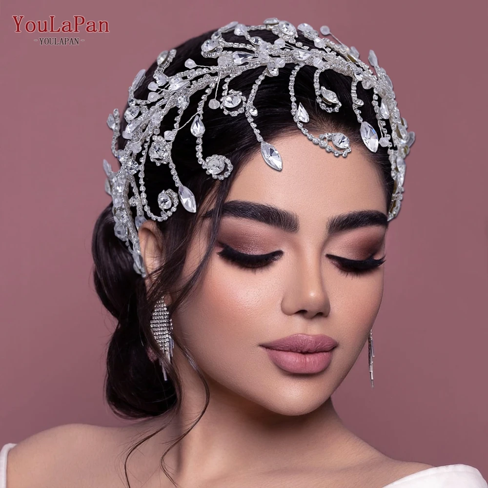 YouLaPan – bandeaux de cheveux en strass pour femmes, accessoires de coiffure de princesse pour mariage, couleur argent, à la mode, tête de mariée, HP250