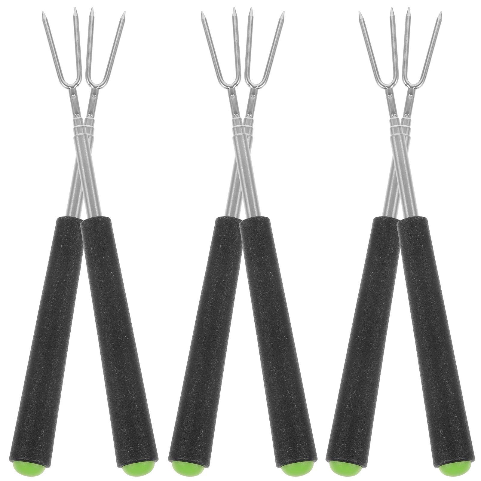 

6pcs BBQ Tools Barbecue Fork Meat Hook Telescopic Cooking Forks Stainless Steel U-Shaped Grill Fork Outdoor Tool Reusable Safe