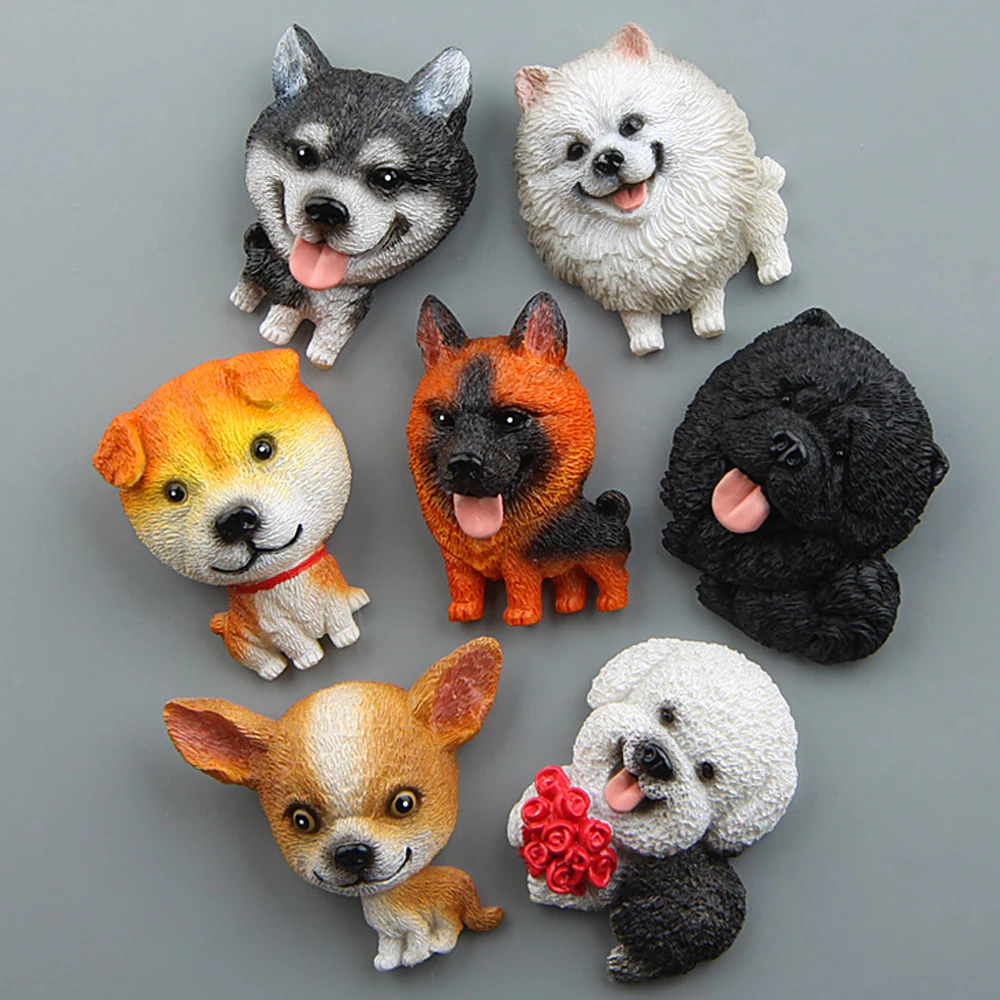 Cute Cartoon Husky Corgi Bullshiba Inu Refrigerator Sticker Creative Magnetic Home Kitchen Decoration Multiple Styles Available