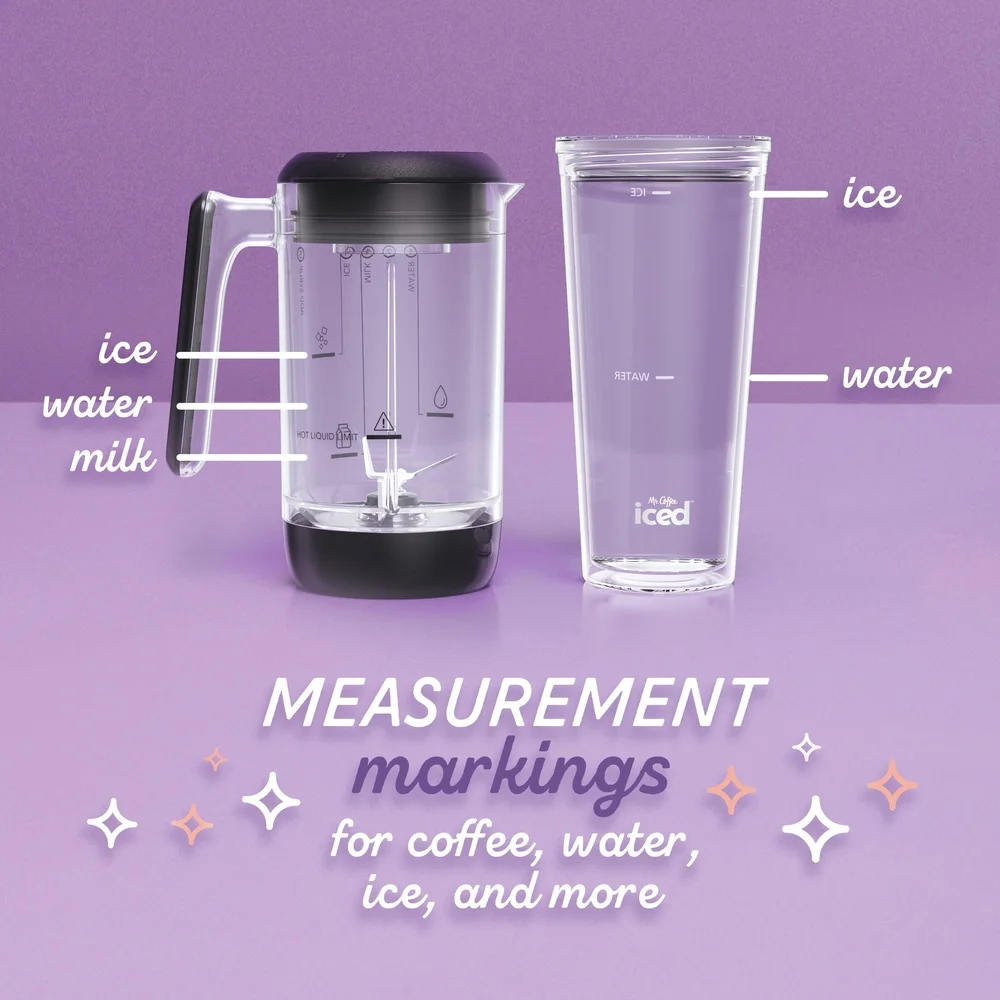 Single Serve Frappe Iced Hot Kaffeemaschine Mixer mit wiederverwendbarem Tumbler Filter Rezeptbuch Automatisches Messsystem 3-in-1