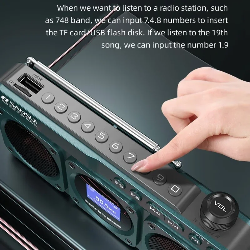 

Small Portable Charging Radio with Bluetooth Multi-function Speakers LED Clock Lyrics Display Switch Between Chinese and English