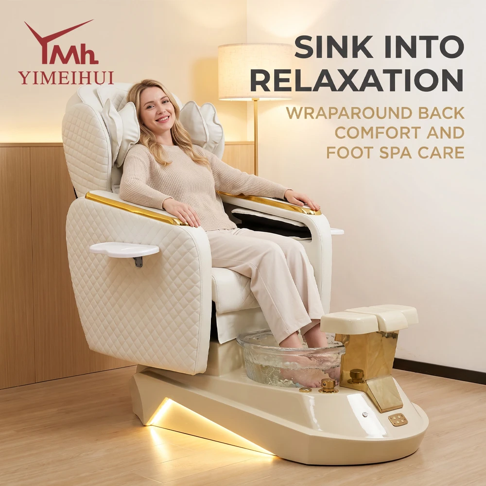 Whirlpool Foot Bath Basin Adjustable Footrest Spa Chairs Electric Pedicure Massage Chair with LED Light