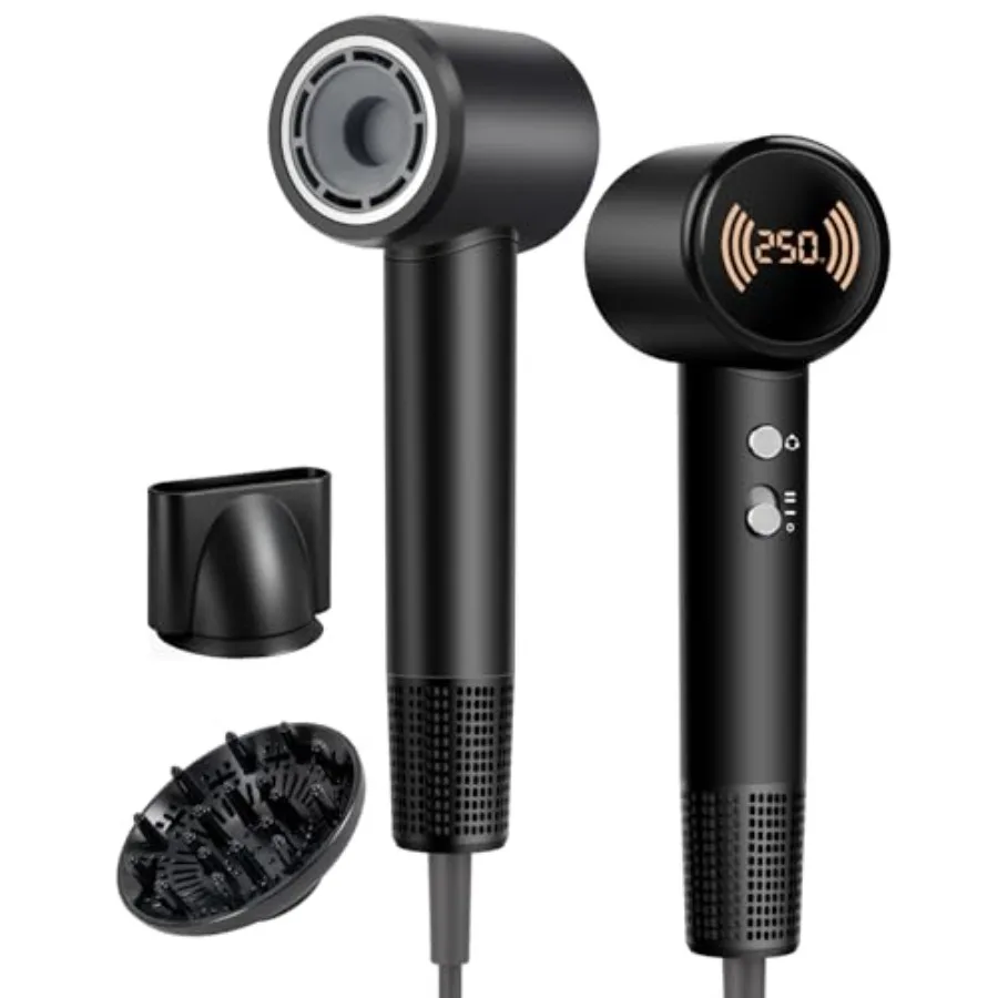 

Фен для волос 160000 об/мин, высокоскоростной фен с диффузором и насадкой, 500M, ионный фен для женщин, профессиональный фен для укладки волос