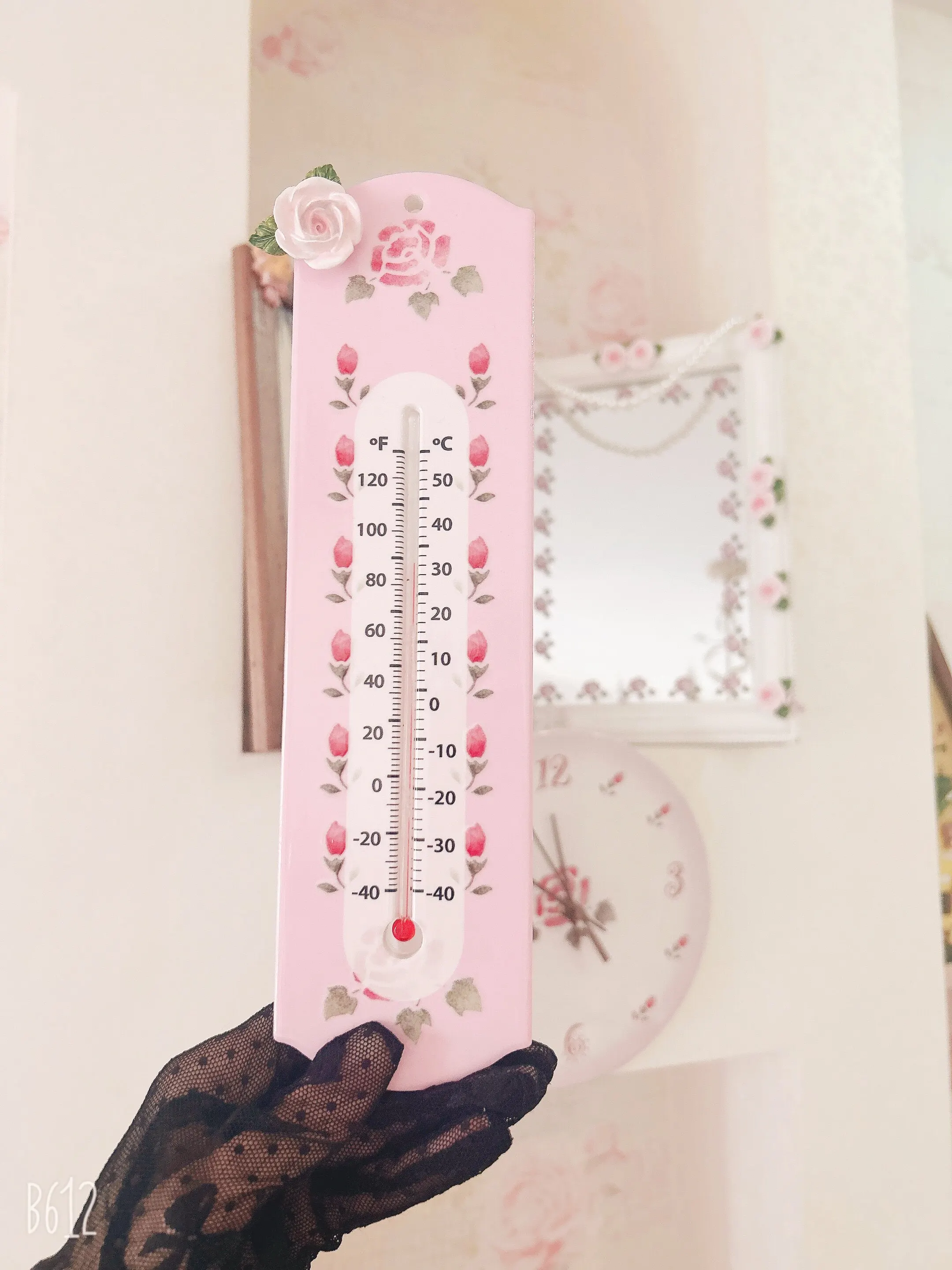 Beautiful Rose Flower Wall Ceramics Decoration Pendant Can Display Temperature Warm Home  Friends Gift Decorative Ornaments view 2