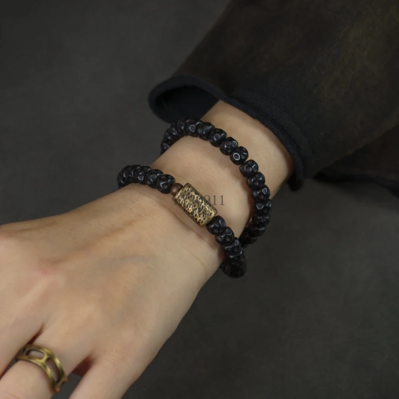 手作りココナッツ茎ブレスレット二層シンプルなパーソナライズされた菩提ジュエリーブレスレット男性と女性用