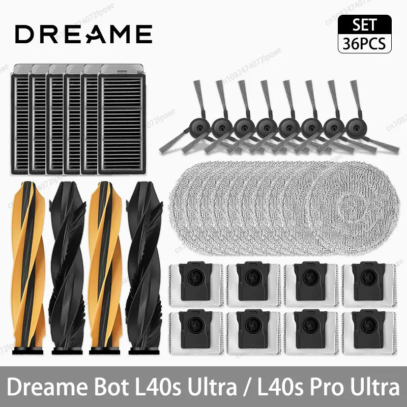 Dreame L40s Ultra / L40s Pro Ultra Stofzuiger Vervangingsaccessoires Hoofdzijborstel HEPA-filter Mop Doeken Stofzak Reserve