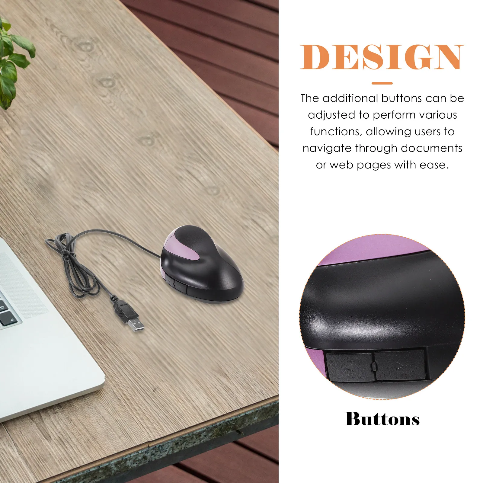 

Эргономичная USB-мышь с вертикальным дизайном, 5 кнопок, для компьютера, ноутбука, офиса, надежная работа, легкий и компактный дизайн