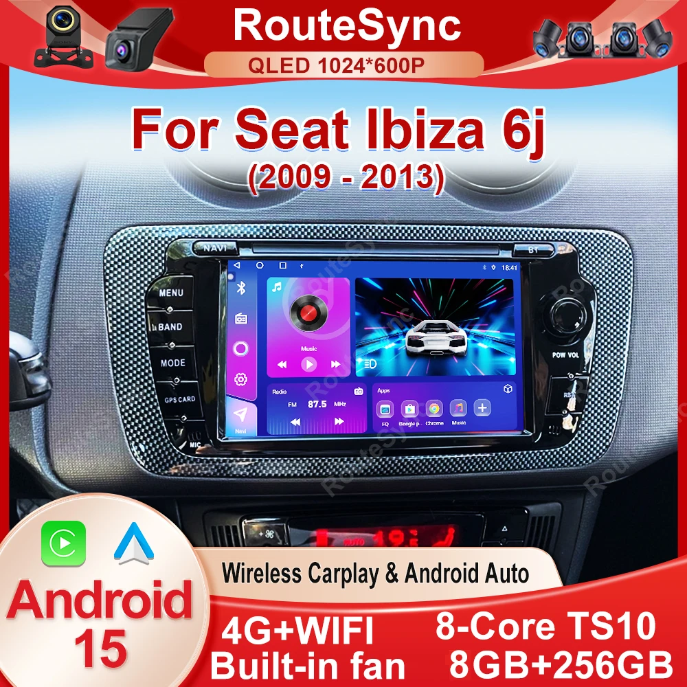 Radio inalámbrica CarPlay Android Auto para Seat Ibiza 6j 2009 - 2013 4G WiFi Multimedia navegación GPS unidad principal estéreo No 2Din