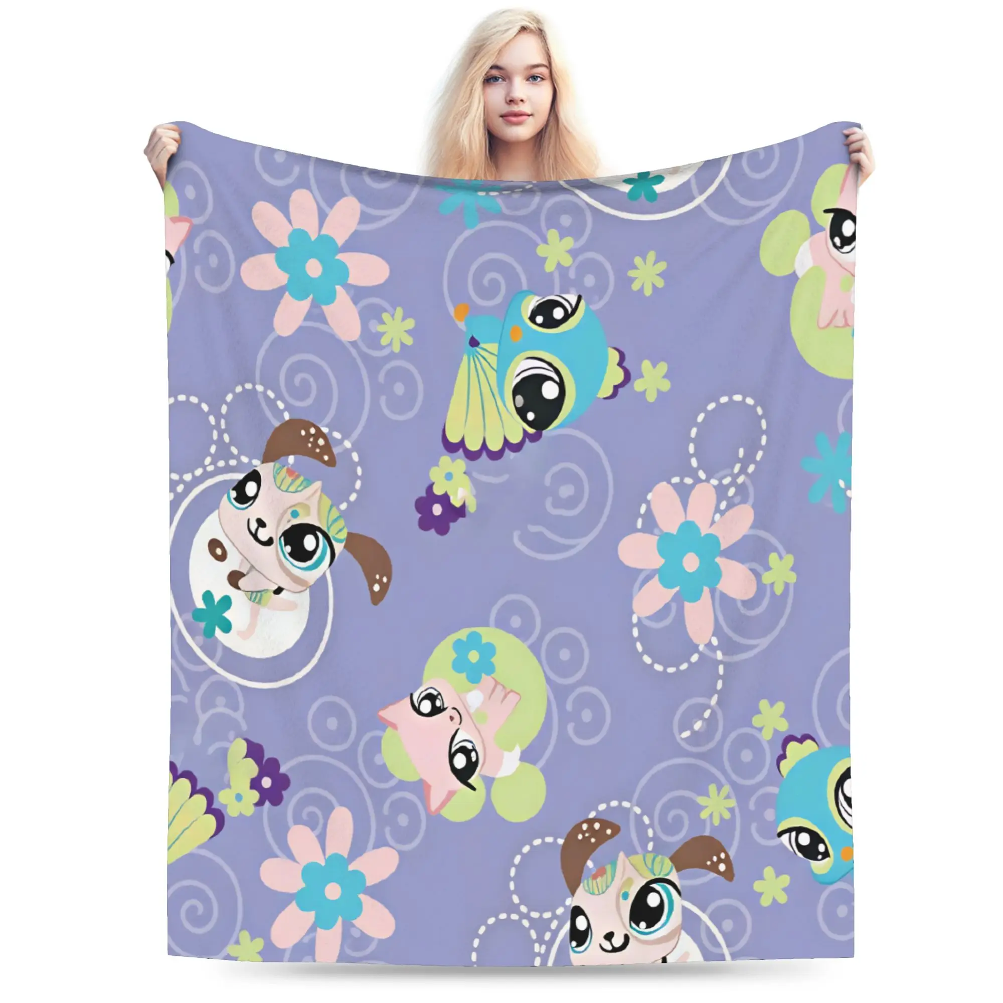 Soft Blankets Travel Littlest Pets Shops Throw Blanket Pattern  Bedspread For Home Decor