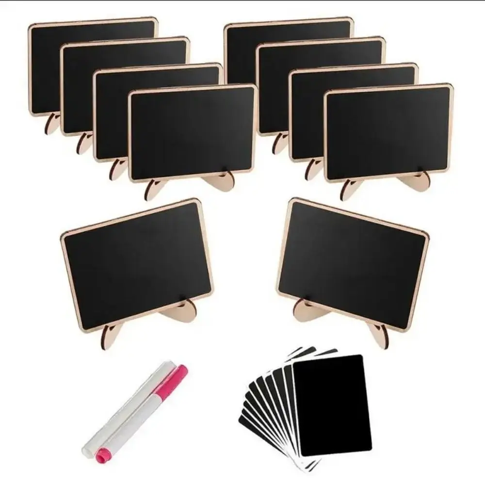 

10pcs PVC Wooden Blackboard Square with Easel Stand Small Chalkboards Blackboard Chalkboards Signs Desktop Decoration