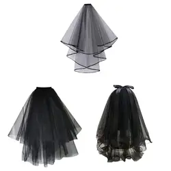 Black Lace Veil Trendy Wedding Veil for Bridesmaid Engagement Bridal Shower